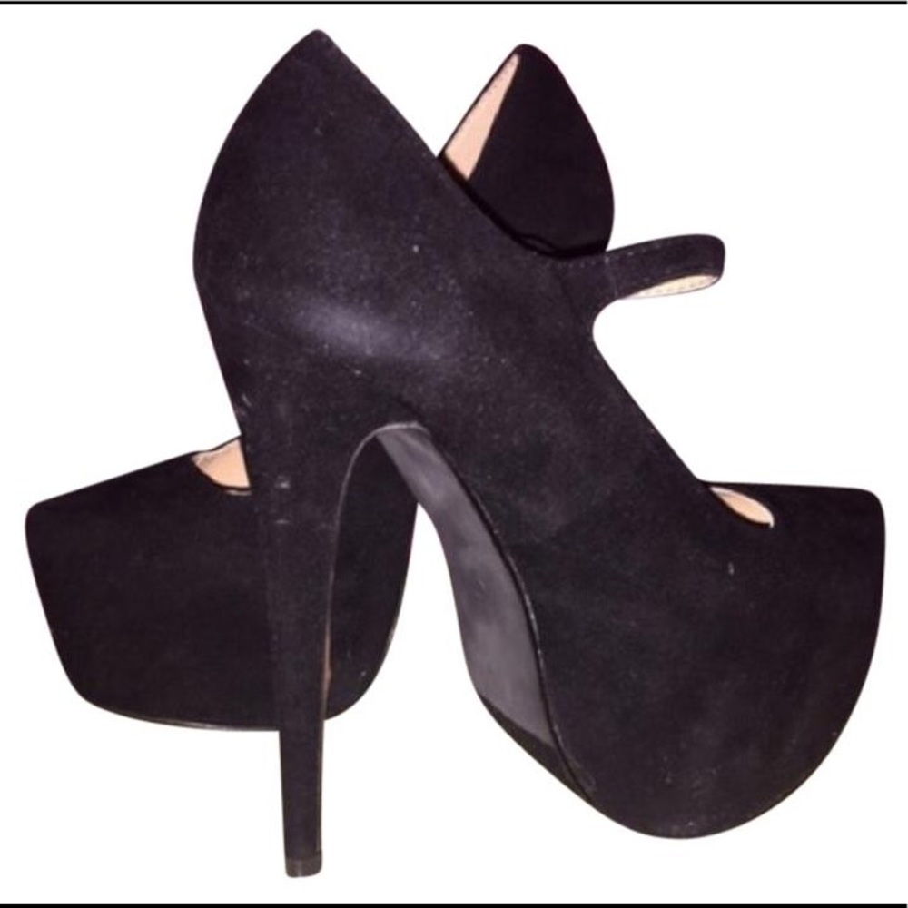 Charles Albert black Mary Jane platform heels